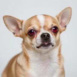 chihuahua toking a fat joint with very red bloodshot eyes