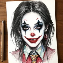 beautiful! coherent!!! detailed! expert! professional manga seinen portrait art of a goth clowngirl, face, painted by ilya kuvshinov!!!!! and zdzislaw beksinski # wow