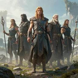 one who defies the gods standing before the gods, concept art, unreal engine, realistic, fantasy, scenic background,