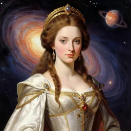 dieselpunk portrait of the powerful empress of the solar system in the style of jean - honore fragonard and in the style of stephan martiniere. glowing, ornate and intricate linework, stunning, dynamic lighting, ultrafine and hyperdetailed.