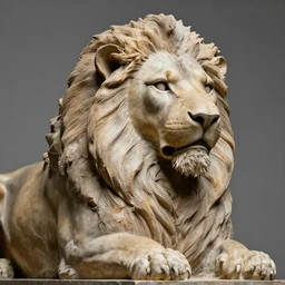 a sculpture of a lion lion with a human head with photorealistic level of detail