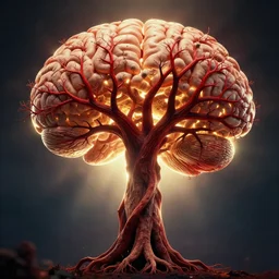 the tree of life brain structure holy grail red veins branches, cinematic masterpiece, beautiful lighting, award winning