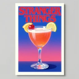 80's cocktail poster in style of Stranger Things