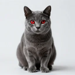 a realistic dark grey robot tabby cat with red eyes, realistic, 8k, rtx, hdr