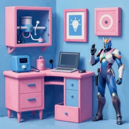 game asset of the sims electrical furniture and decor, in gouache detailed paintings, props, stylized, 2 d sprites, kitbash, arcane, overwatch, blue and pink color scheme, 8 k, close up