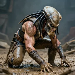 photo of schwarzenegger mud bending at predator. fantasy magic style. highly detailed 8 k. intricate. lifelike. soft light. sony a 7 r iv 5 5 mm. cinematic post - processing