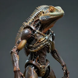 a detailed peter elson portrait of a lizardman terminator.