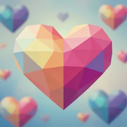 ! dream very colorful low poly hearts, background photo,