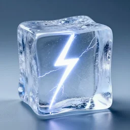 lightning inside of an ice cube, rtx, hdr, highly detailed