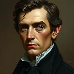portrait of a 1 8 0 2 united states president, who is a young man a scholarly appearance, detailed face, 1 9 th century, highly detailed, cinematic lighting, digital art painting by greg rutkowski