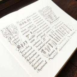 sketchbook pages caligraphy, magnificent, medium shot, details, sharp focus, elegant, highly detailed, illustration, by jordan grimmer and greg rutkowski, intricate, beautiful, trending artstation, pixiv, digital art