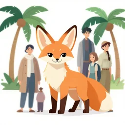 fennec fox, clean cel shaded vector art. shutterstock. behance hd by lois van baarle, artgerm, helen huang, by makoto shinkai and ilya kuvshinov, rossdraws, illustration, palm trees, studio ghibli