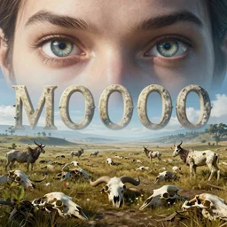 a million eyes look down from the sky on a landscape littered with the bones of wild animals, unreal engine