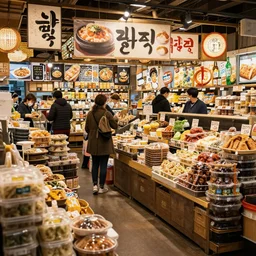 a Korean food market,