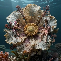 grotesque flower made from underwater species, by rutkowski and giuseppe arcimboldo, james jean and erik jones and rhads, ultradetailed, photorealistic details, full frame, trending artstation