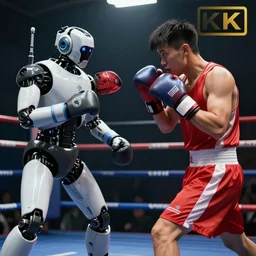 a human boxing with a robot hd 4 k