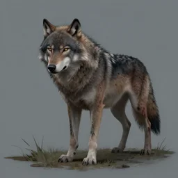 a sad wolf with leprosy, fantasy concept art