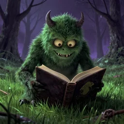 the monster from beneath the grass, and the style of goosebumps book art, film still