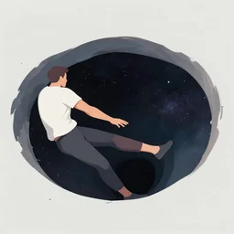 a person clinging onto a man beside him as he's being dragged into a cosmic hole. digital art pastelpiece masterpiece trending on artstation by james gunn, gorillaz, marvel studios and dr seuss.