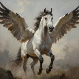 painting of thunder horse spreading its wings, immaculate scale, hyper-realistic, Unreal Engine, Octane Render, digital art, trending on Artstation, 8k, detailed, atmospheric, immaculate