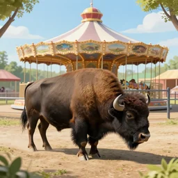 fair rides petting zoo bison