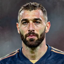 an artistic portrait of Karim benzema, oil painting