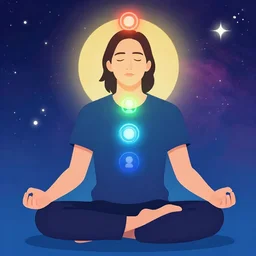 character portrait of Russell Brand meditating with eyes closed, chakras, cosmos, simplistic, digital art, masterpiece, trending on artstation, 4k