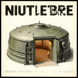 vintage advertisement showcasing a miniscule image of a nuclear bunker