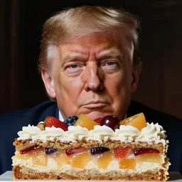 the face of donald trump in a fruitcake