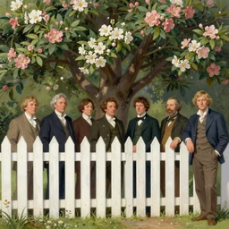 a beautiful digital illustration painting of a detailed white picket fence tree flowers by benoit b. mandelbrot, steven belledin, martin johnson heade, lee madgwick, caspar david friedrich, and david rios ferreira, thomas kinkade. 8 k resolution trending on artstation concept art digital illustration