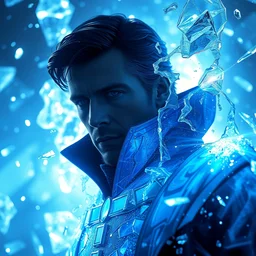 giuseppe conte as doctor strange, long shadow, light colors, blue magic, ice, blue ice, by greg rutkowski, multiple dimensions, shattered glass, refractions, highly detailed, environmental light, cinematic by francis tnehunreal, octane render, nvidia, concept art