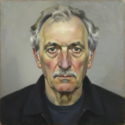 painting of an old man staring at you, by georg baselitz