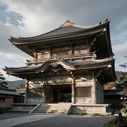 Brutalistic concrete Japan temple