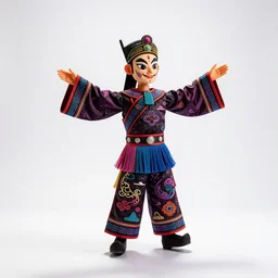 neon puppet theater, commercial catalog photo, isolated on a pure white background, centered, entire object in frame, sharp focus, soft studio lighting