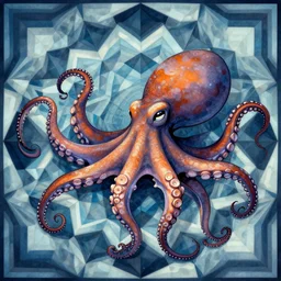 background profile photo of an octopus!!!!!!!! by beksinski!!, mc escher tessellation!!!, artstation, fantasy