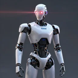 a robot, fullbody, laser point between the eyes, sci - fi art, artstation