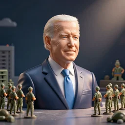 plastic Joe Biden in the style of small soldiers
