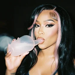 stunning film photograph of ( ( ( ( nikki minaj holding a plumbus ) ) ) ), closeup, aperture 1. 2