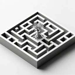 wimmelbilder maze minimal black and white, isometric, octane render, particle effects, geometry node, grasshopper, unreal engine