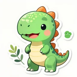 victo ngai cute happy dinosaur sticker design, highly detailed, high quality, digital painting, by ross tran and studio ghibli and alphonse mucha, artgerm