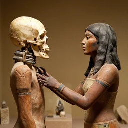 artists reconstruction of an  paracas woman having an elongated skull