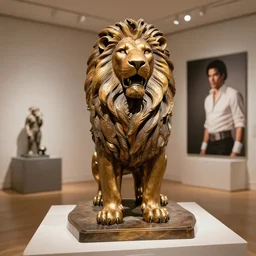 photo of lionel richie sculpture in the hello video being sold at christies auction room realistic