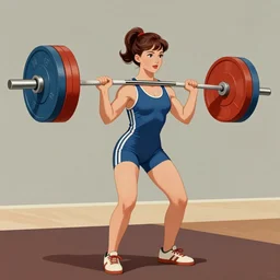girls weightlifting barbell, very coherent, 1 9 4 0 s propaganda poster art, two tone, muted colors