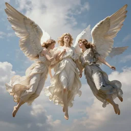 angels in the sky, artistic, epic, detailed, realistic, point of view,