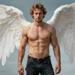 aaron taylor-johnson as an angel, digital art, trending on artstation