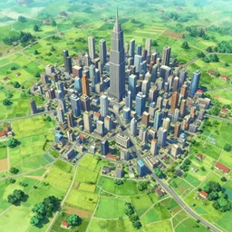 cities skylines stylized region, voronoi, ghibli, pokemon sword and sheild cinematic overworld, vista, english countryside