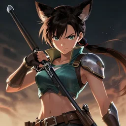 Ahri, sniper, illustration by Takehiko Inoue, cinematic portrait