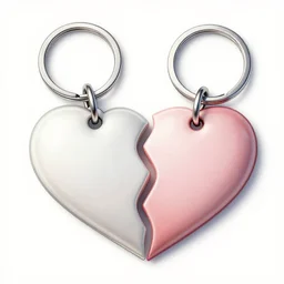 a heart split into two halves two keyrings