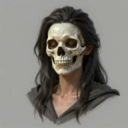 a portrait woman with a skull face, award winning, trending on artstation, unreal engine, Matte Painting,