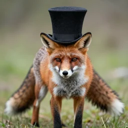 a fox with a black tophat